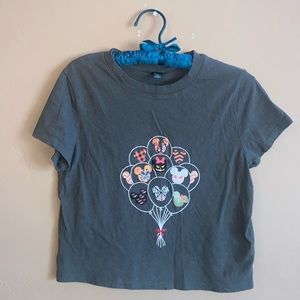 Disney Halloween Crop top Women XS army green balloons 100 cotton